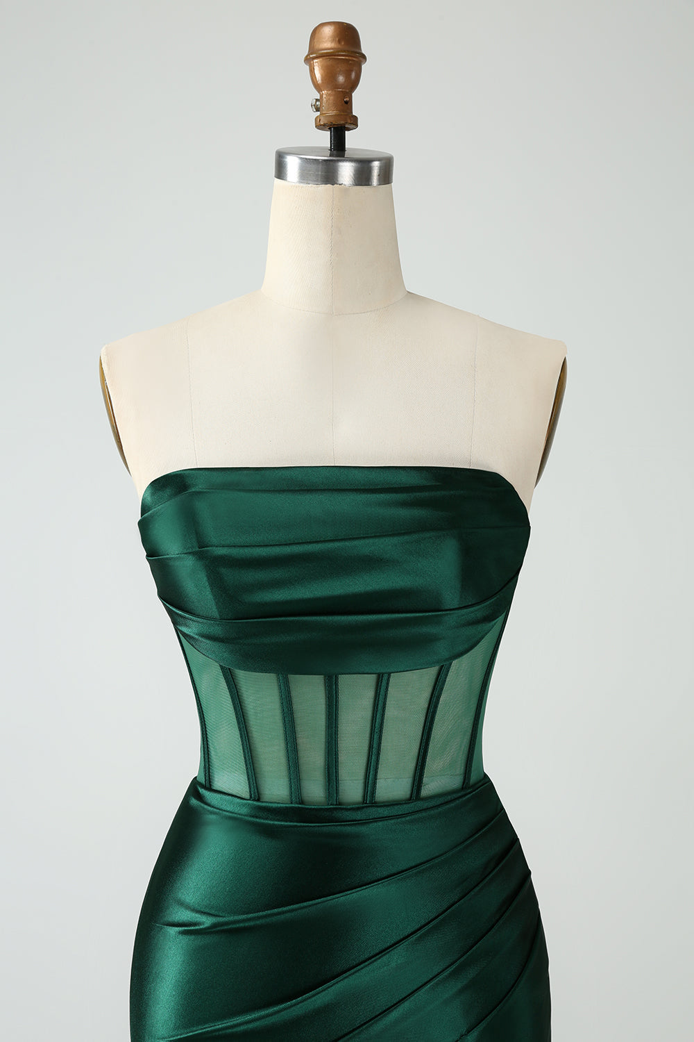 Corsé verde oscuro sin tirantes ajustado cóctel corto  Vestido
