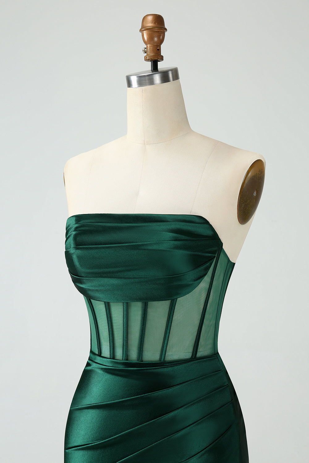 Corsé verde oscuro sin tirantes ajustado cóctel corto  Vestido