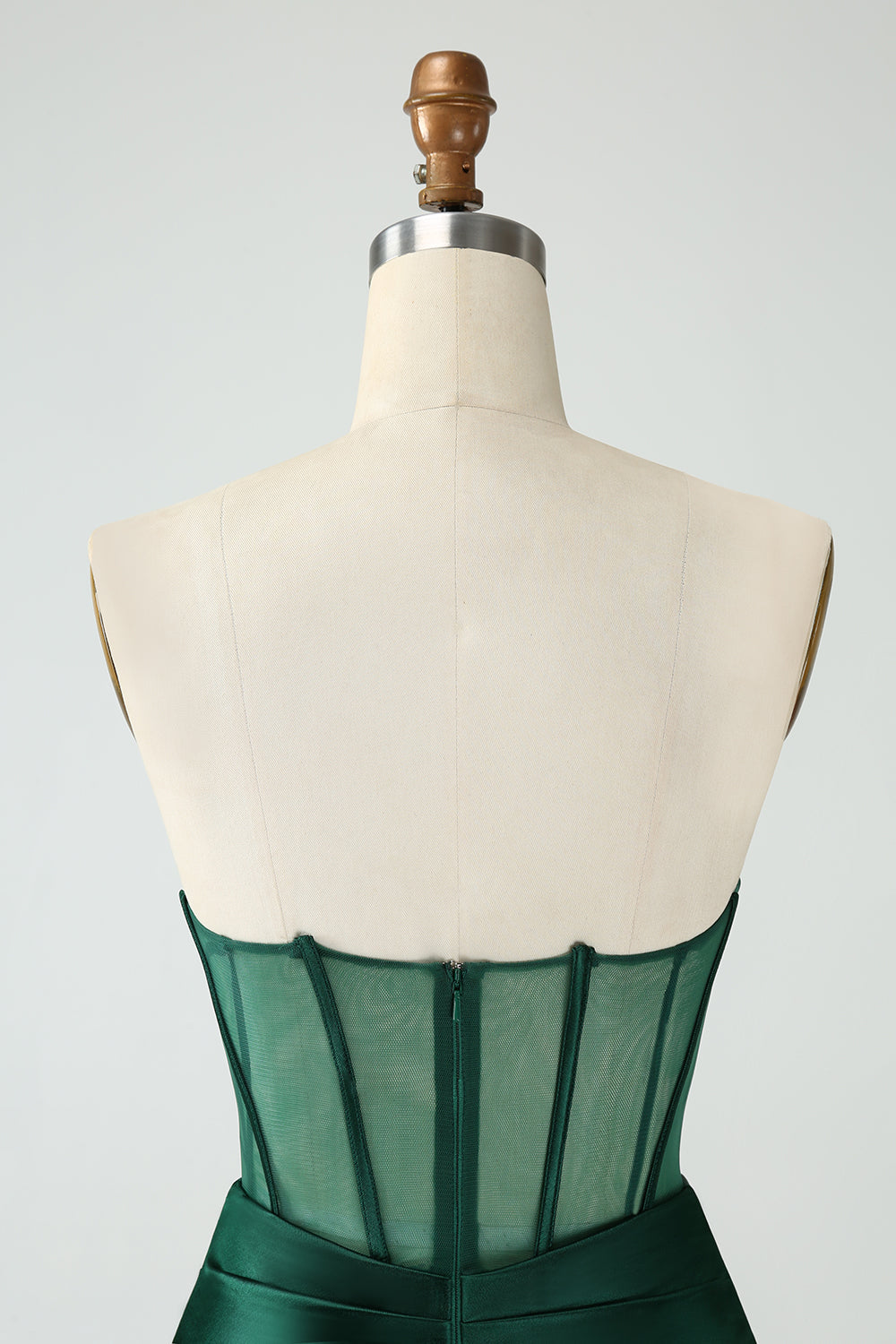 Corsé verde oscuro sin tirantes ajustado cóctel corto  Vestido