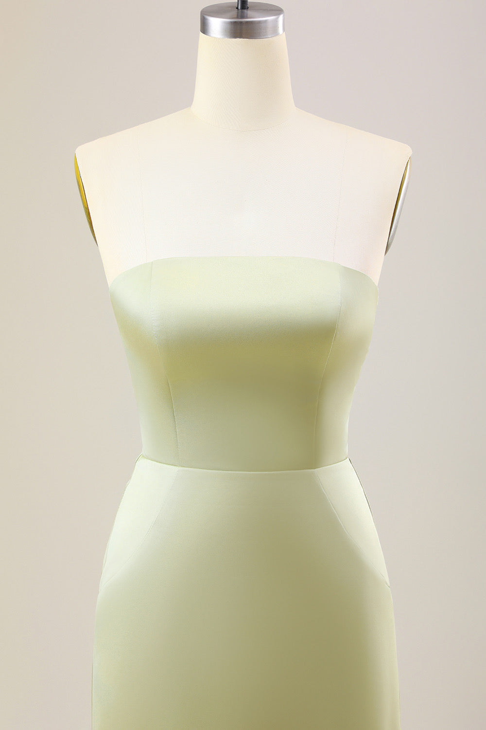 Dusty Sage A Line Strapless Vestido Largo De Dama De Honor De Satén