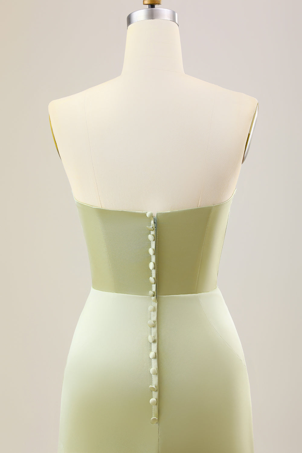 Dusty Sage A Line Strapless Vestido Largo De Dama De Honor De Satén