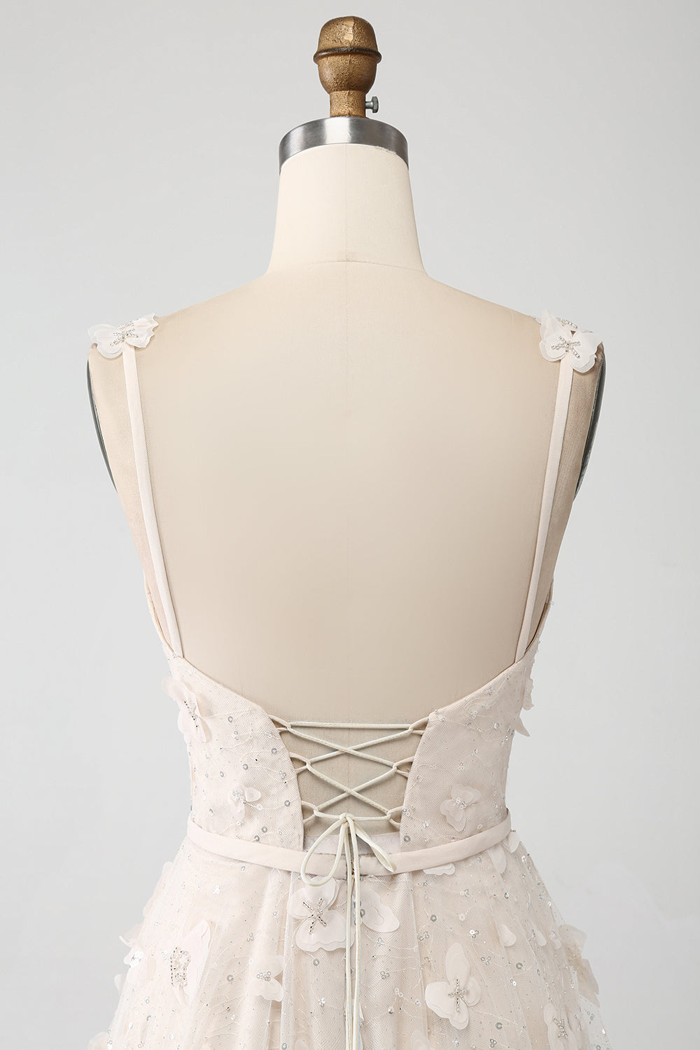 Vestido largo de tirantes de espagueti de la línea A de albaricoque con abertura