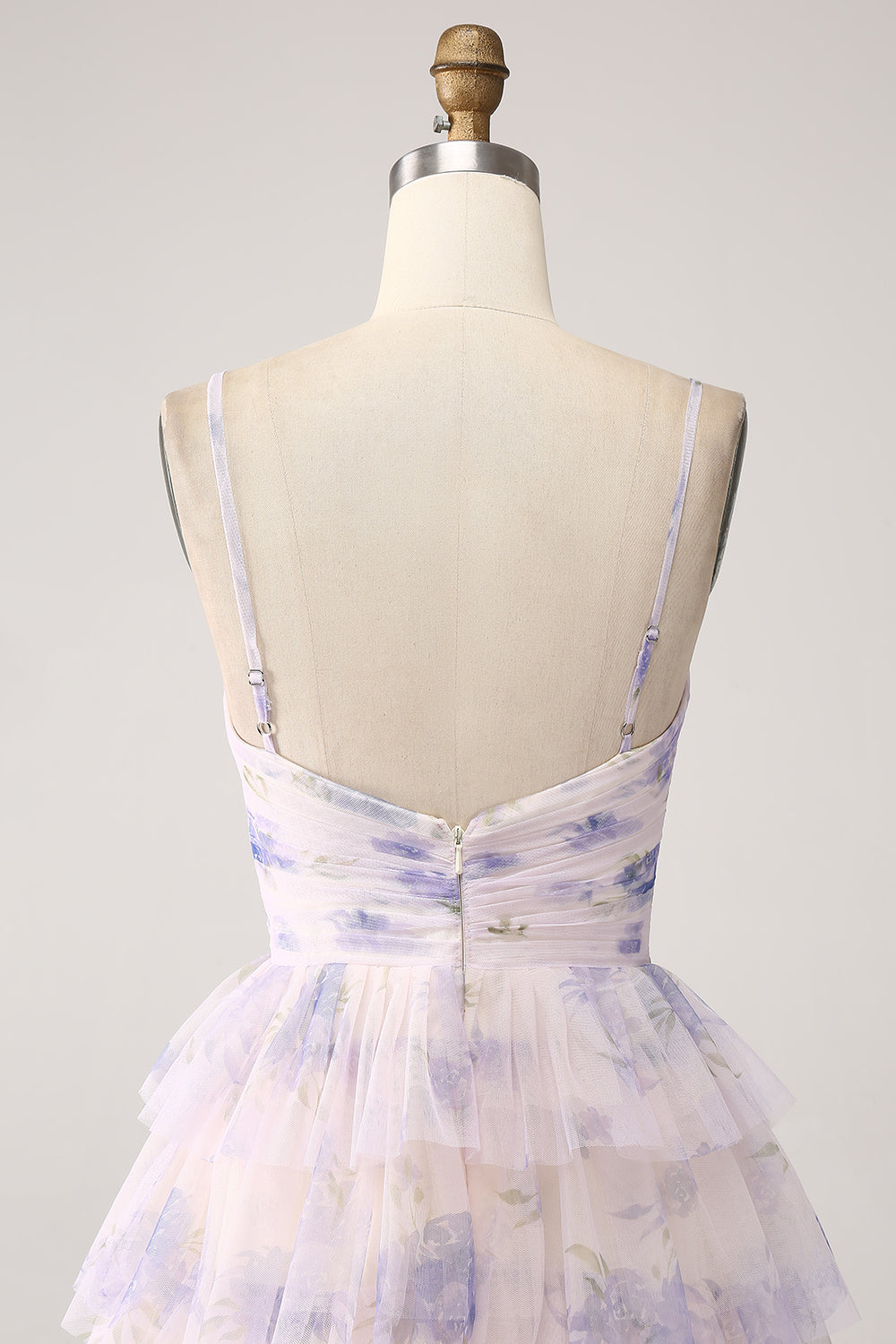Vestido de fiesta de princesa escalonado de flor de lavanda con plisado