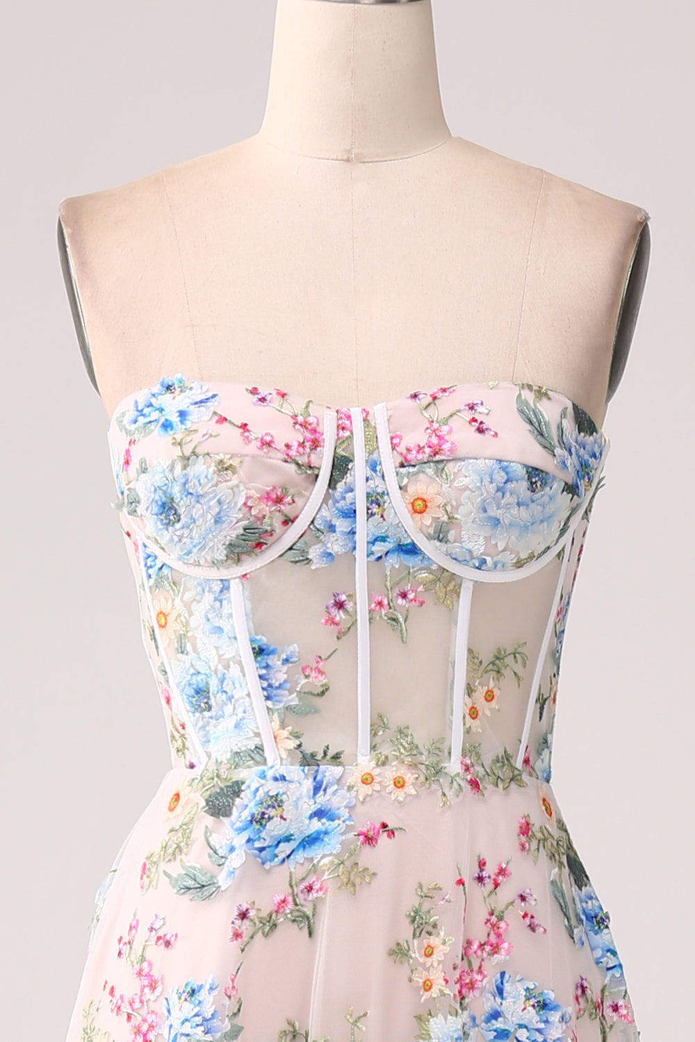 Vestido de fiesta largo con corsé de flor de albaricoque de una línea con hombros descubiertos