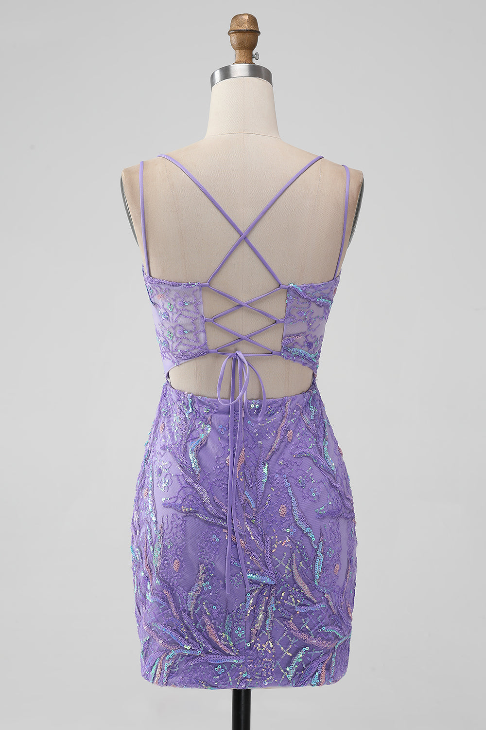 Lila brillante Bodycon Lentejuelas Apliques Apliques Vestido corto de regreso a casa con abertura