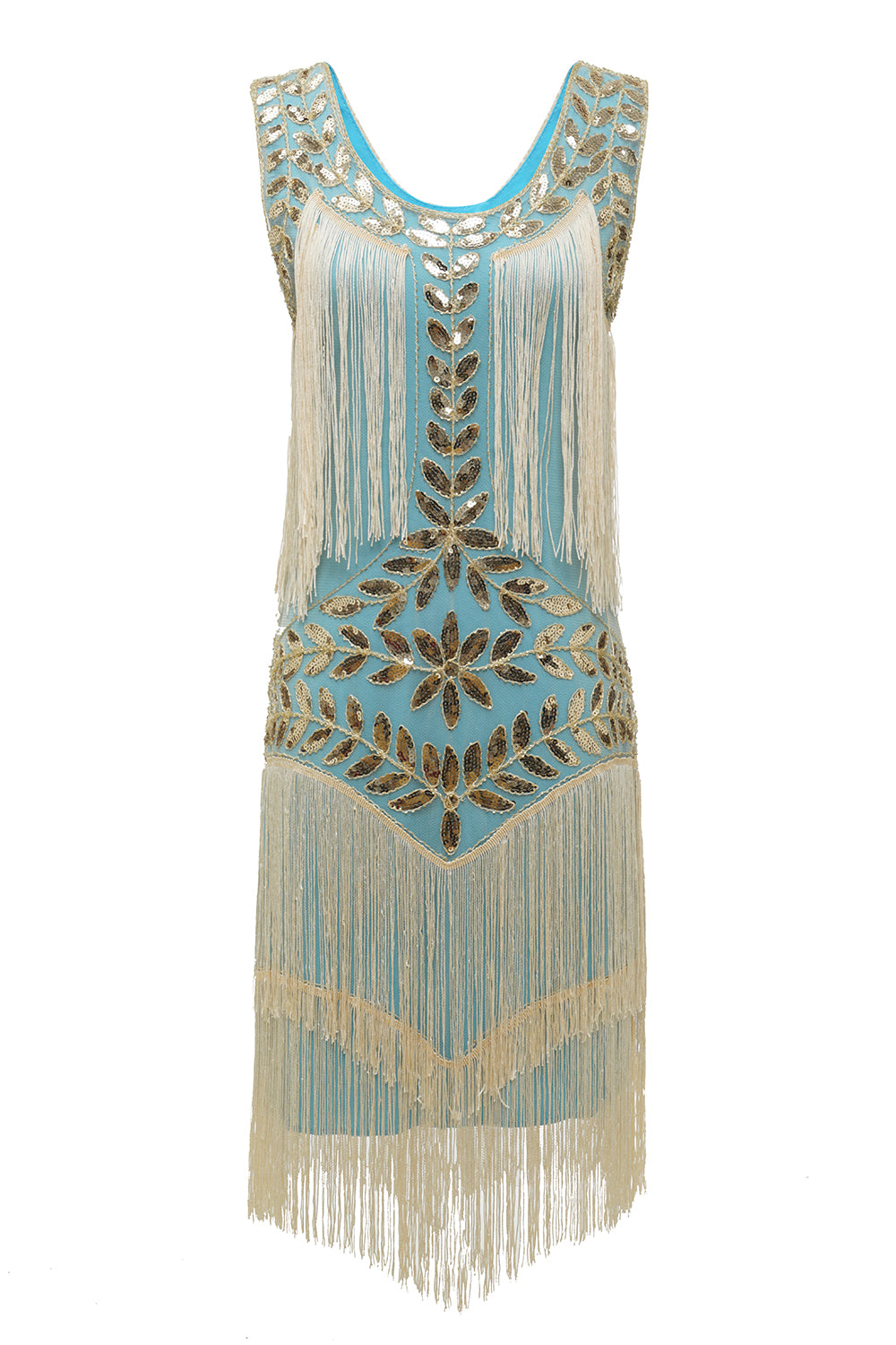 Champán Gatsby 1920s Vestido Lentejuelas Flecos