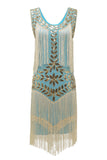 Champán Gatsby 1920s Vestido Lentejuelas Flecos