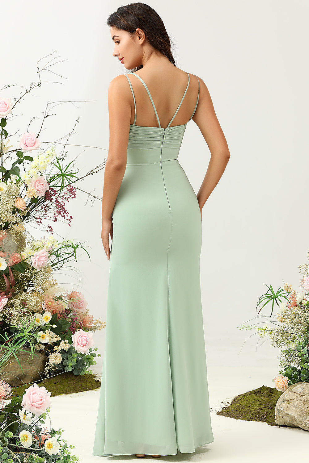 Vestido de Dama de Honor Sirena Verde
