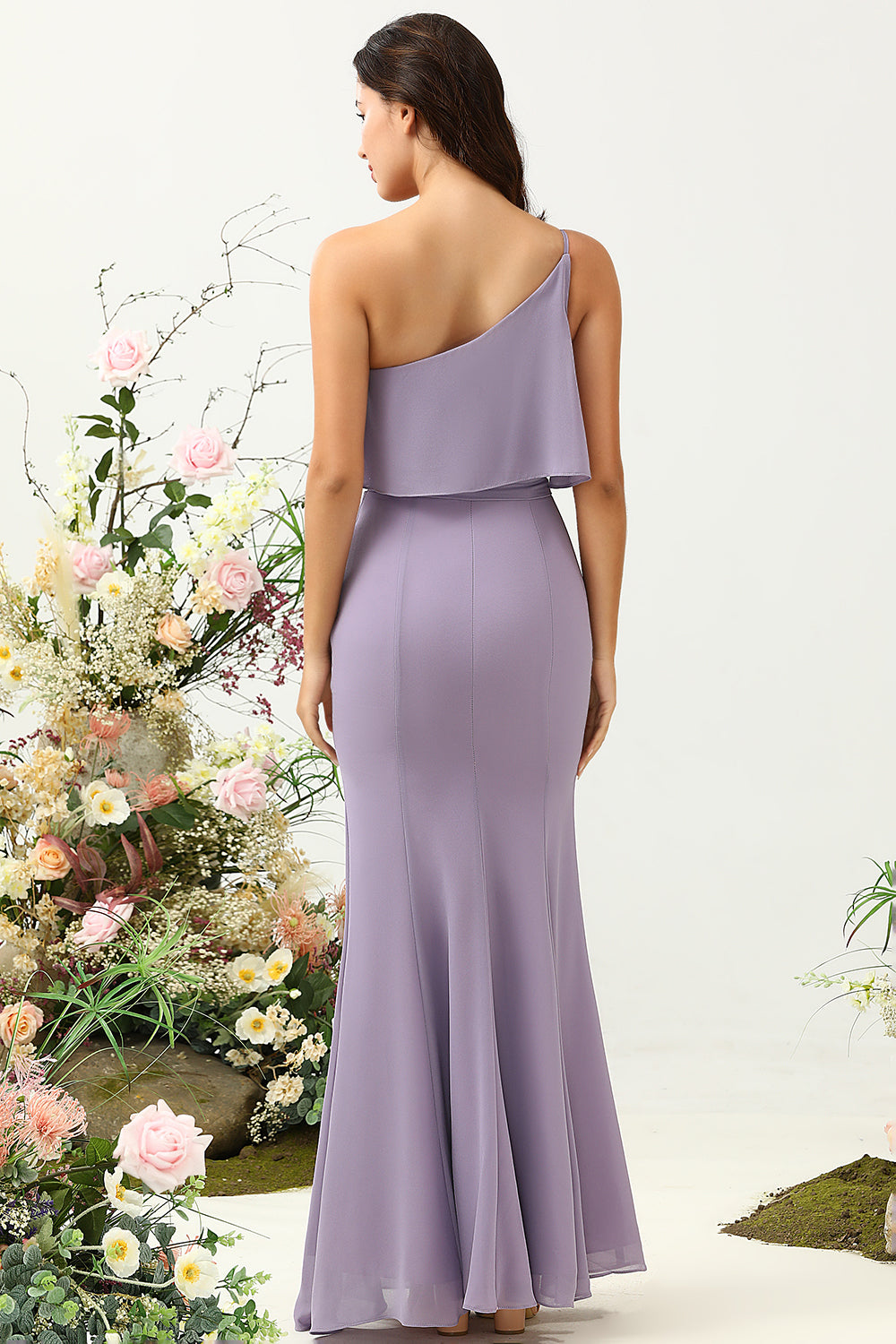 Un Hombro Púrpura Vestido de Dama de Honor