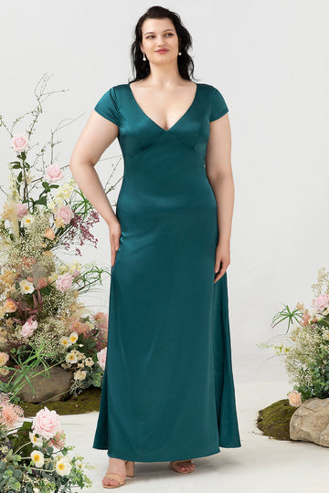 Vestido Dama de Honor Con Espalda Abierta Verde Oscuro