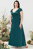 Vestido Dama de Honor Con Espalda Abierta Verde Oscuro