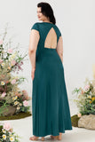 Vestido Dama de Honor Con Espalda Abierta Verde Oscuro