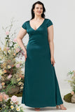 Vestido Dama de Honor Con Espalda Abierta Verde Oscuro