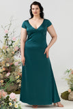 Vestido Dama de Honor Con Espalda Abierta Verde Oscuro