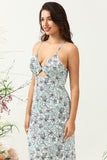 Vestido de Dama de Honor Floral Sirena Verde Gris