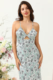 Vestido de Dama de Honor Floral Sirena Verde Gris