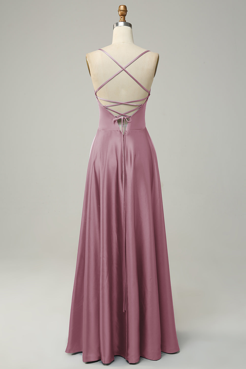 Rosa del Desierto Halter A Línea Vestido de Dama de Honor