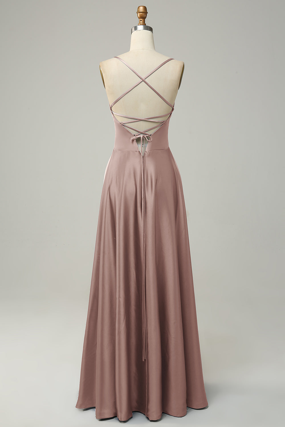 Rosa del Desierto Halter A Línea Vestido de Dama de Honor