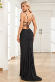 Sirena Tirantes de Espagueti Negro Vestido de Fiesta