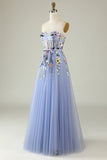A Línea Escote Corazón Lavender Vestido de Fiesta con apliques