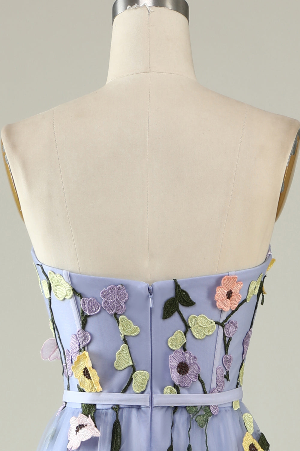A Línea Escote Corazón Lavender Vestido de Fiesta con apliques