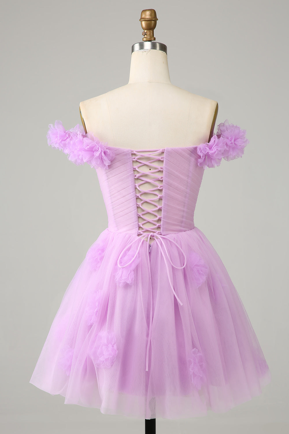 Vestido Corto de Cóctel Con Flores Rosa