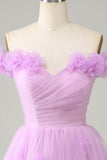 Vestido Corto de Cóctel Con Flores Rosa
