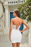 Vestido Ajustado Sweetheart Blanco con Apliques