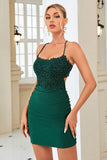 Tirantes de Espagueti Rojo Oscuro Vestido Corto