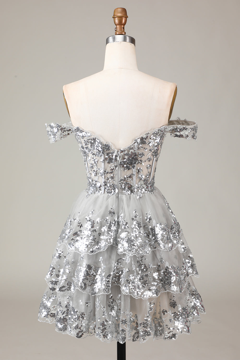 Corsé azul brillante Encaje escalonado A-Line Vestido corto de bienvenida