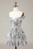 Corsé azul brillante Encaje escalonado A-Line Vestido corto de bienvenida