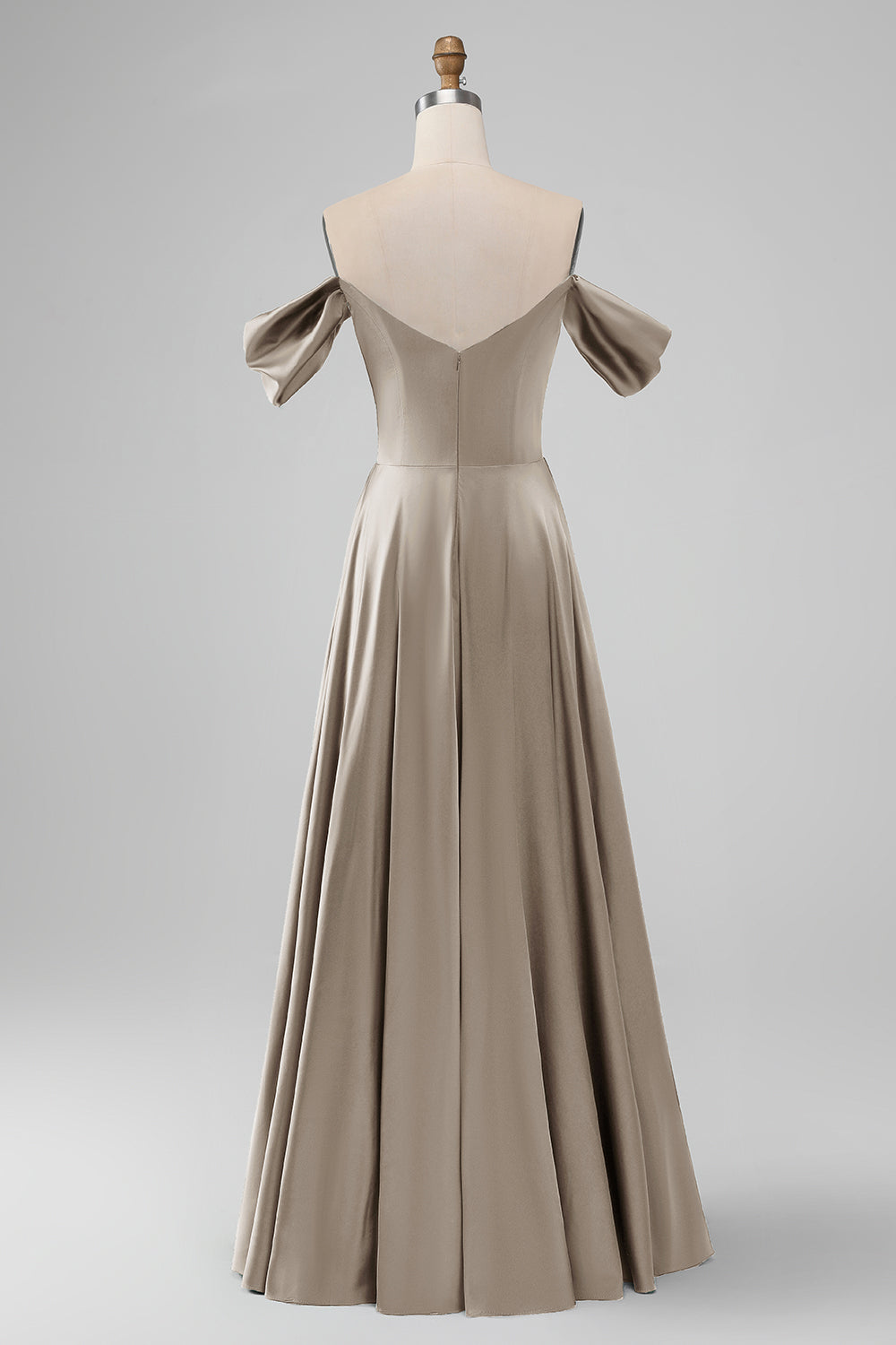 Rosa polvorienta Off the Shouder A Line Vestido largo de dama de honor de satén