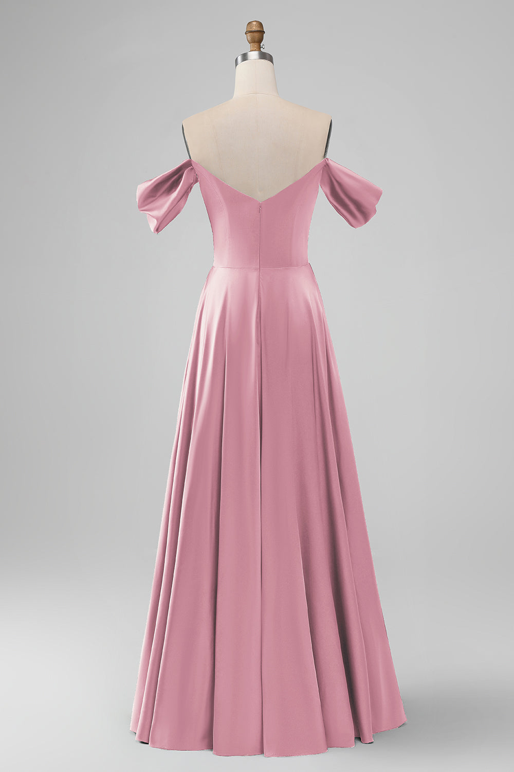 Verde oscuro Off the Shouder A Line Vestido largo de dama de honor de satén