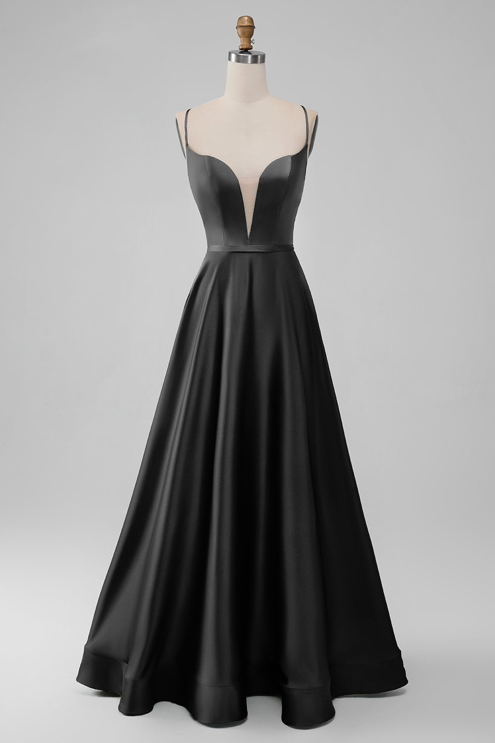 Vestido largo de dama de honor largo con escote en V verde con cuello en V