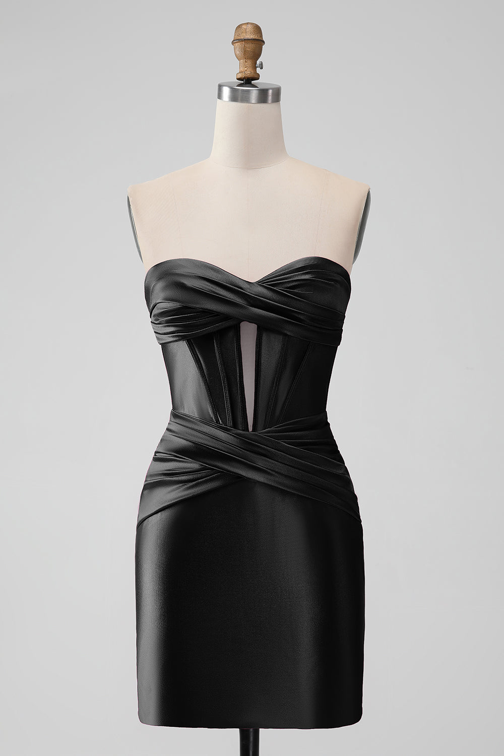 Elegante vestidos de coctel de corsé de satén fucsia Bodycon Sweetheart