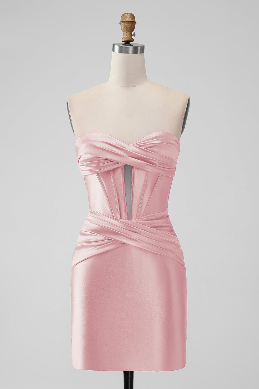 Fucsia Bodycon Novia Corsé de Satén Vestido Corto De Regreso A Casa