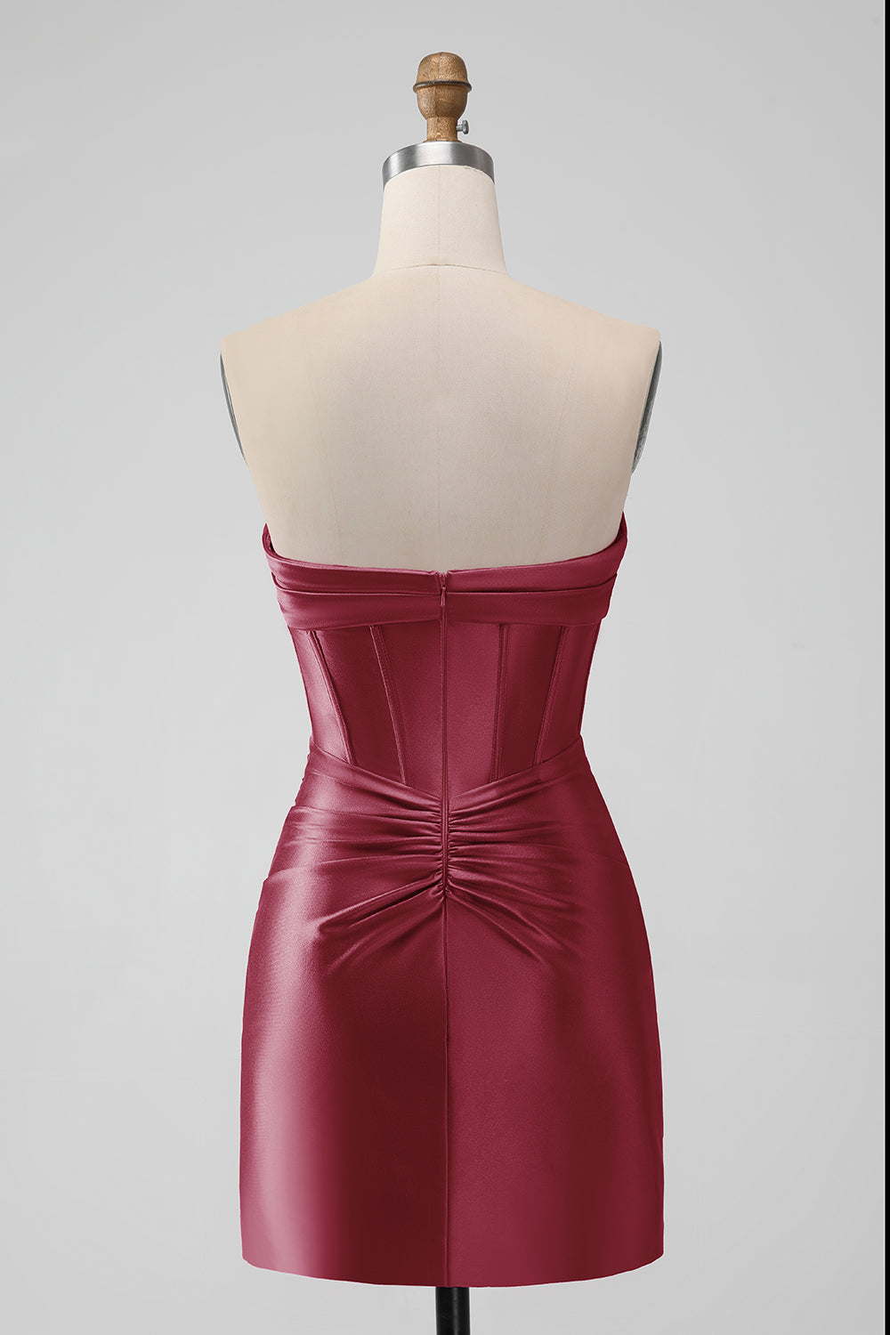Fucsia Bodycon Novia Corsé de Satén Vestido Corto De Regreso A Casa