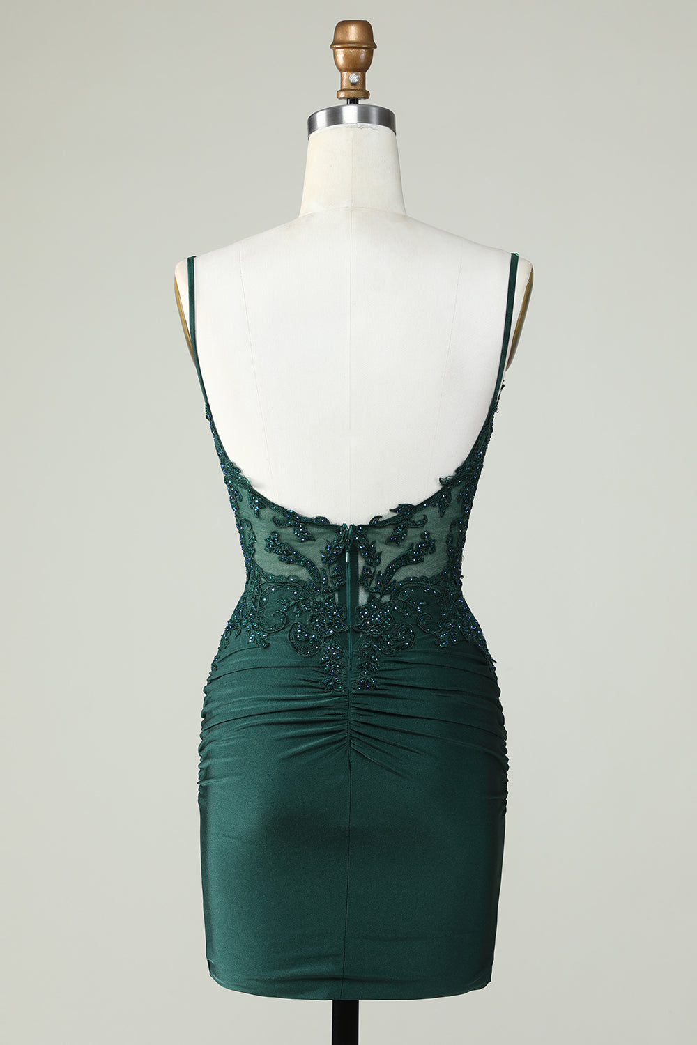 Tirantes de Espagueti Vestido de Cóctel Verde Oscuro