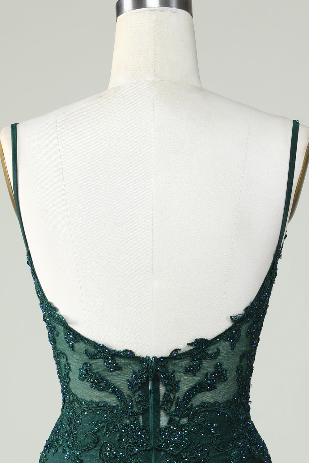 Tirantes de Espagueti Vestido de Cóctel Verde Oscuro