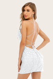 Tirantes de espagueti de encaje blanco Bodycon Little White Dress con apliques