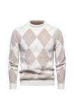 Jersey de punto estampado de cuello redondo color caqui claro para hombre