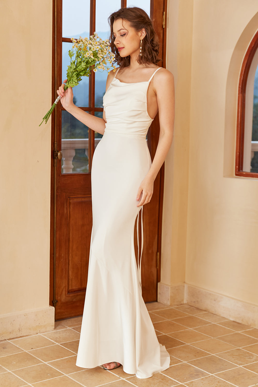 Vestido de novia largo sirena blanca