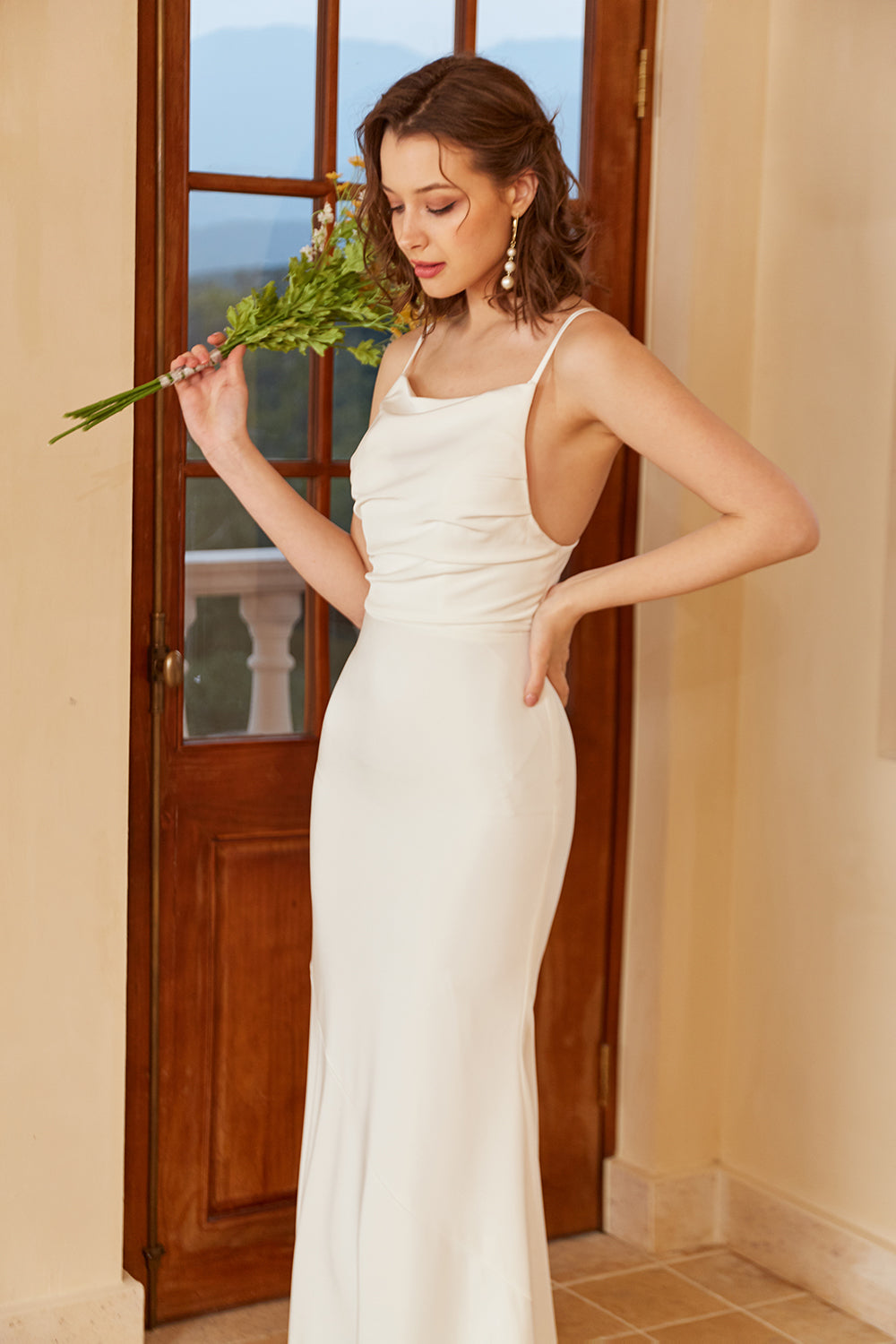 Vestido de novia largo sirena blanca