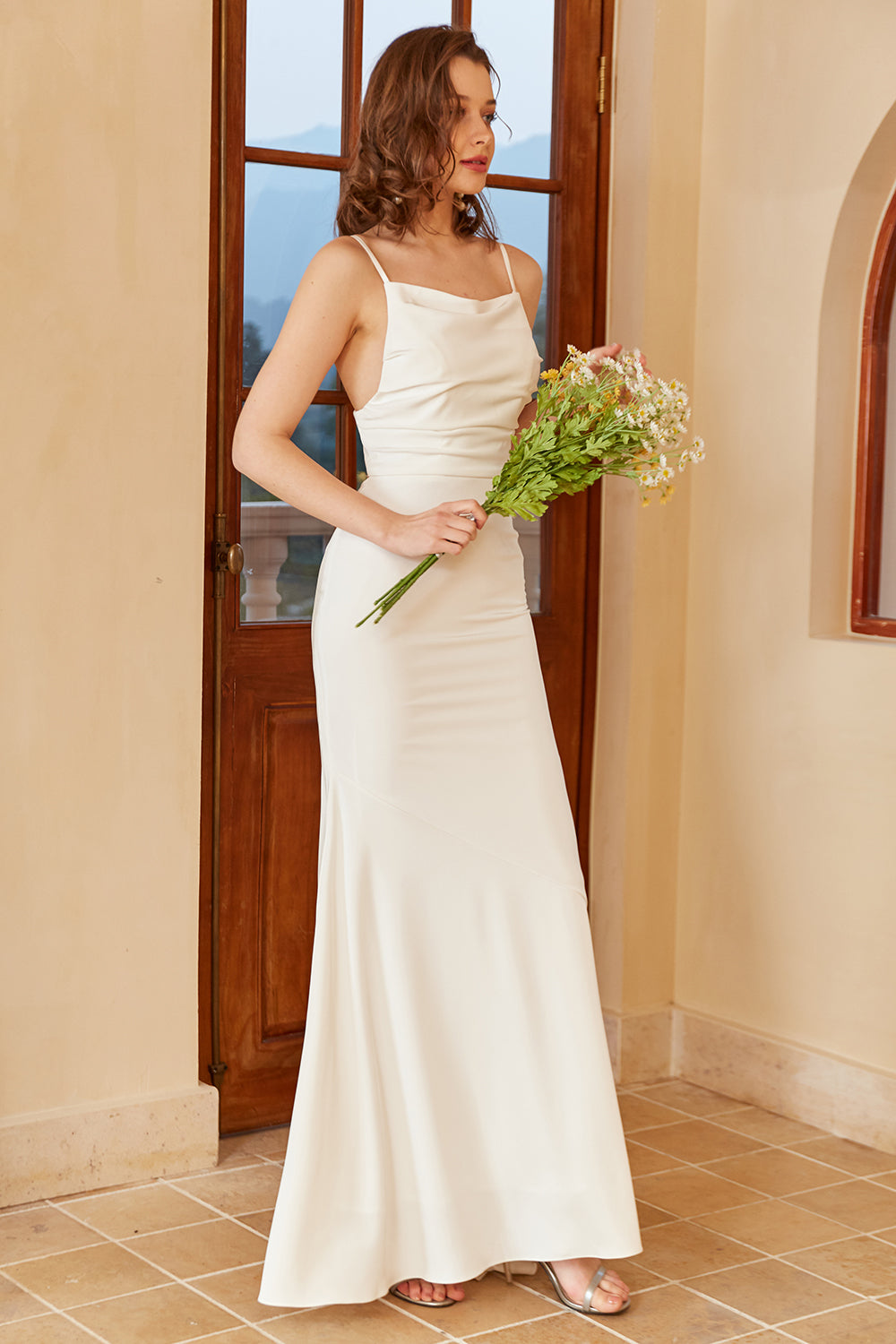 Vestido de novia largo sirena blanca