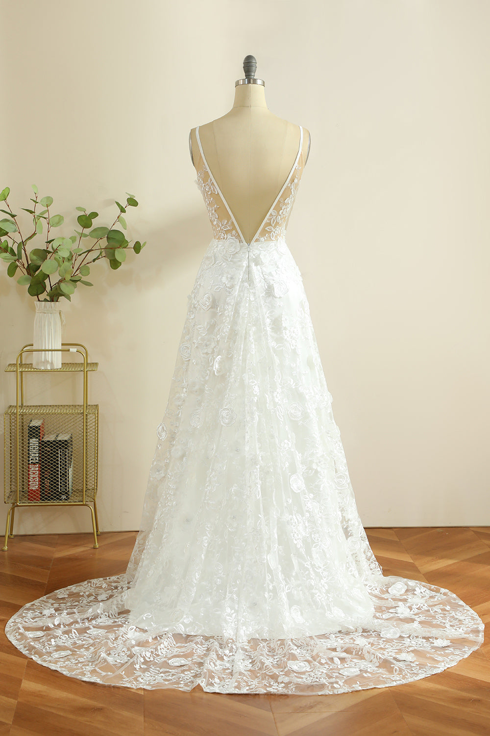 Tirantes de espagueti blanco Boho Vestido de novia