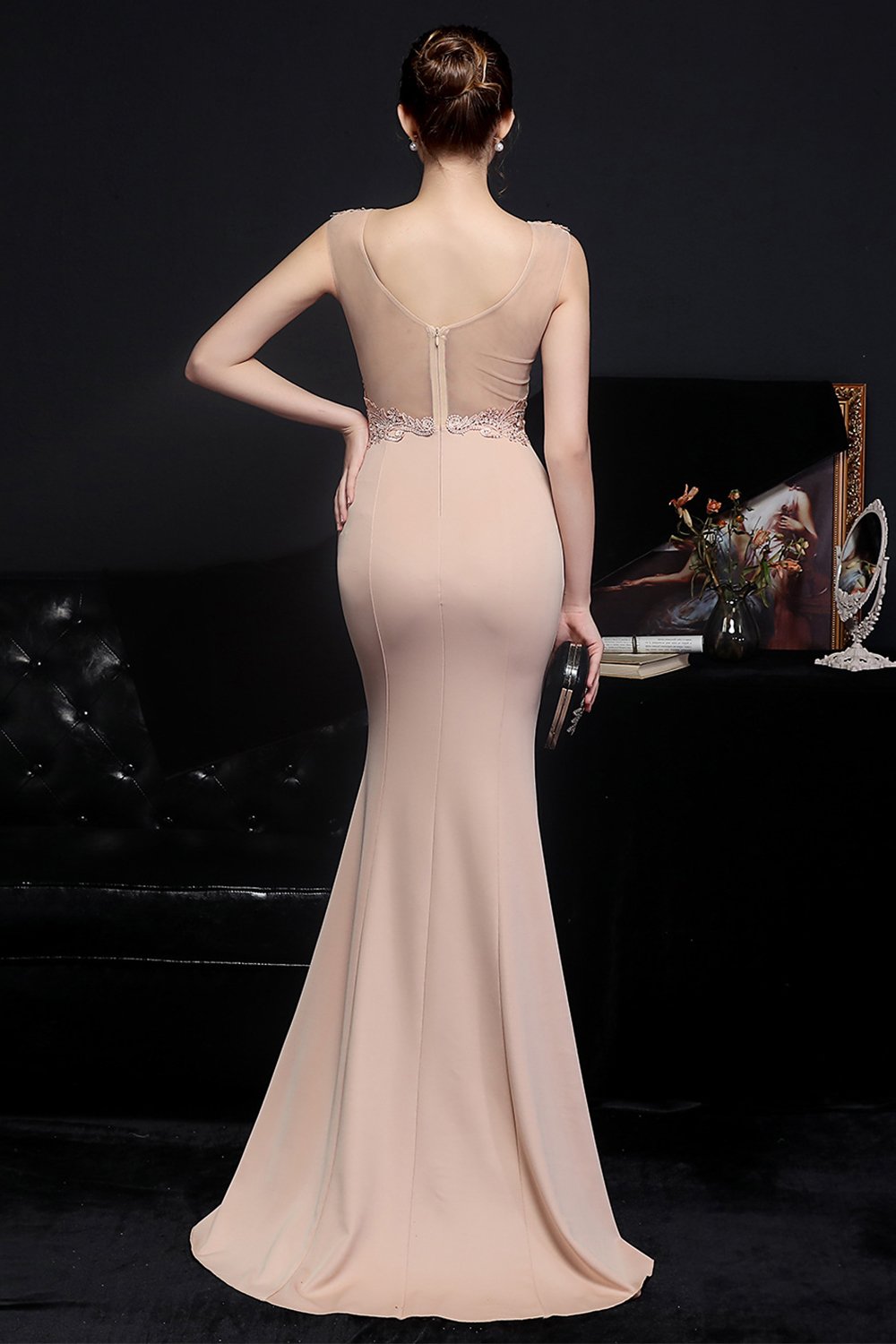 Vestido de fiesta de sirena ruborizada