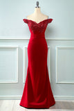 Off Hombro Lentejuelas Mermaid Prom Dress