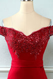 Off Hombro Lentejuelas Mermaid Prom Dress