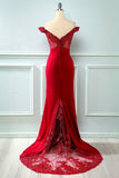 Off Hombro Lentejuelas Mermaid Prom Dress