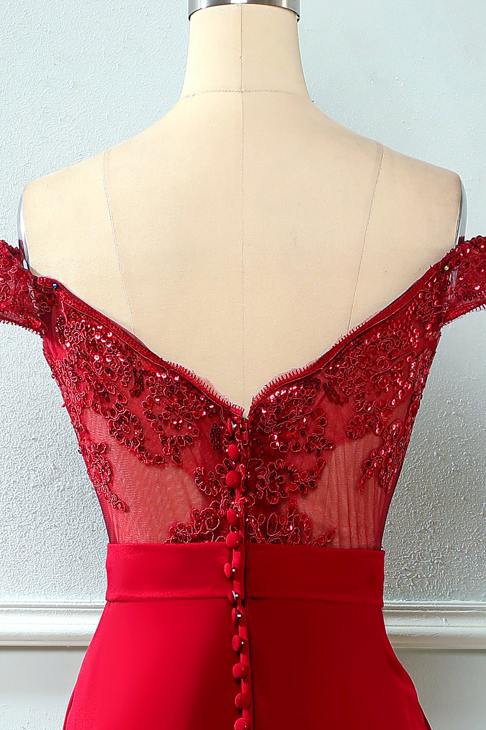 Off Hombro Lentejuelas Mermaid Prom Dress